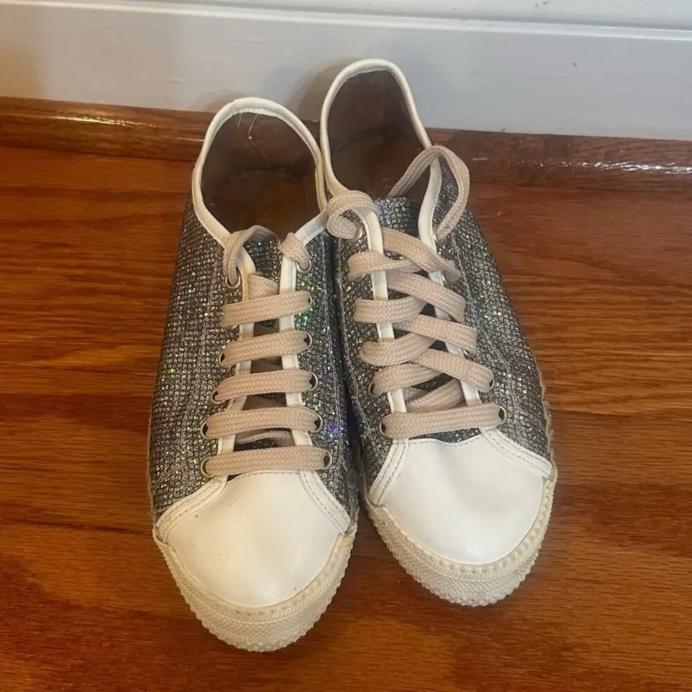 Maypol Espadrilles Sneaker sz 37 Silver Sparkly Espadrille Flats